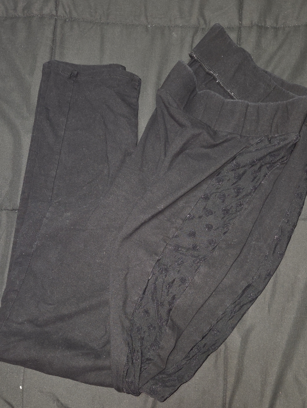 torrid Black Leggings with Sheer Leopard Side Panel